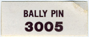 Sticker - Bally Pin - 3005